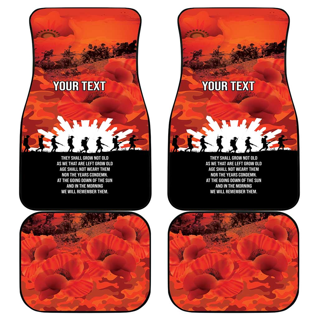 Anzac Day Gallipoli Personalised Car Mats Red Poppy Flowers