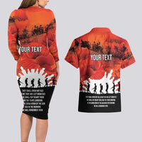 Anzac Day Gallipoli Personalised Couples Matching Long Sleeve Bodycon Dress and Hawaiian Shirt Red Poppy Flowers LT9 - Polynesian Pride
