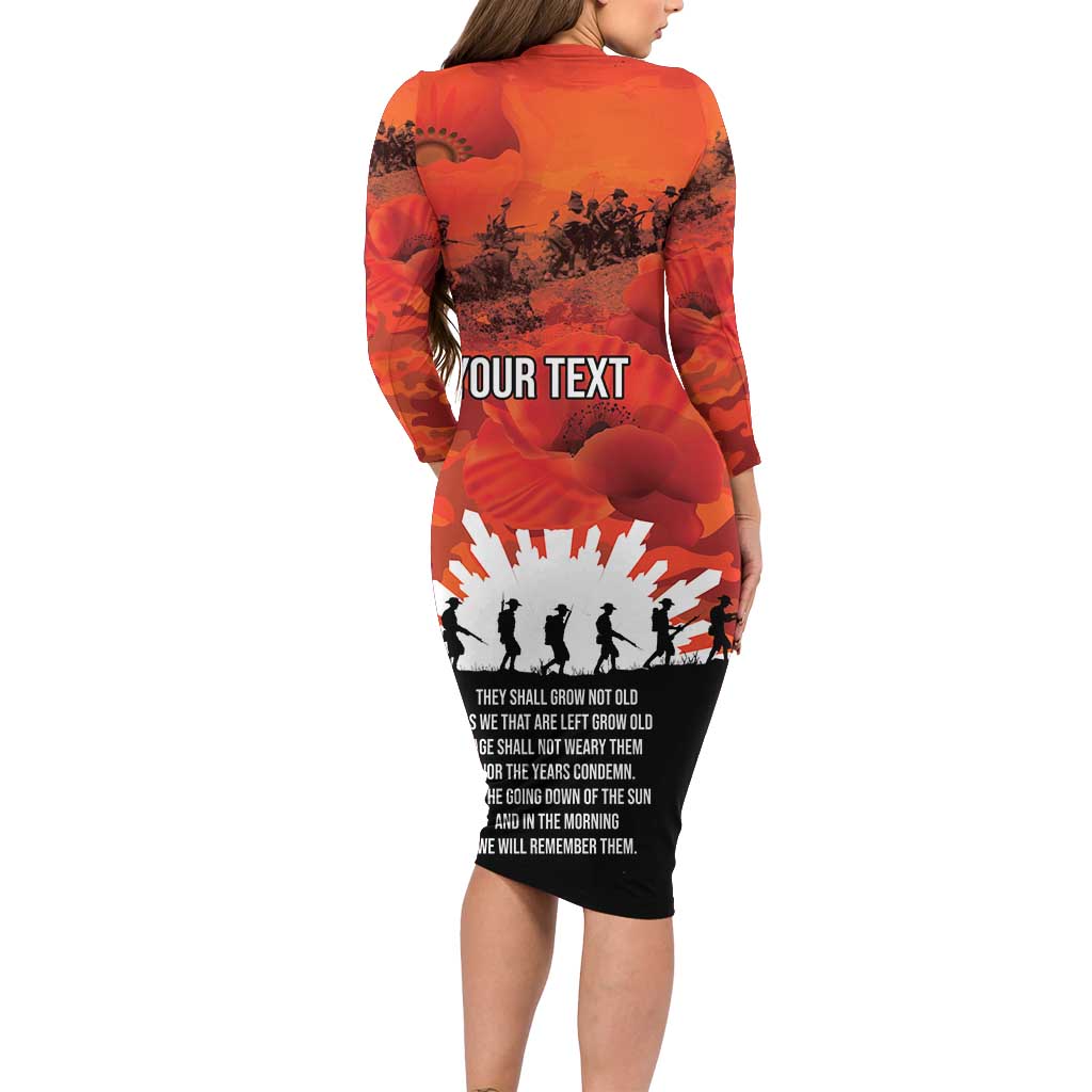 Anzac Day Gallipoli Personalised Family Matching Long Sleeve Bodycon Dress and Hawaiian Shirt Red Poppy Flowers LT9 - Polynesian Pride