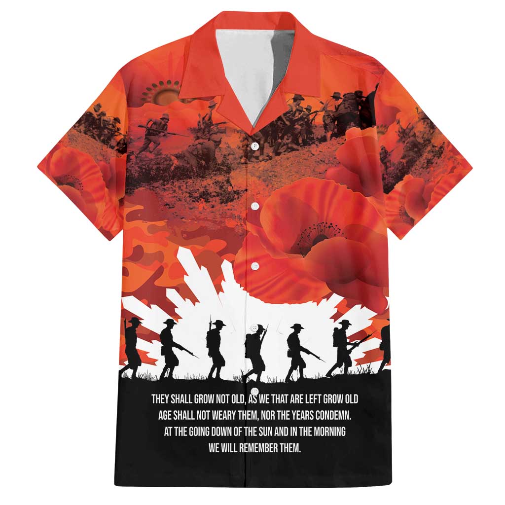 Anzac Day Gallipoli Personalised Family Matching Off Shoulder Short Dress and Hawaiian Shirt Red Poppy Flowers