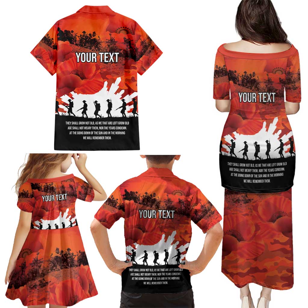 Anzac Day Gallipoli Personalised Family Matching Puletasi and Hawaiian Shirt Red Poppy Flowers LT9 - Polynesian Pride