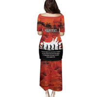Anzac Day Gallipoli Personalised Family Matching Puletasi and Hawaiian Shirt Red Poppy Flowers LT9 - Polynesian Pride