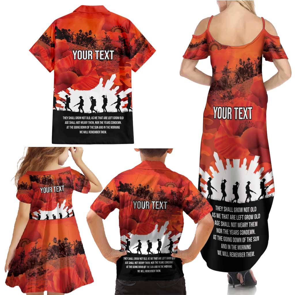 Anzac Day Gallipoli Personalised Family Matching Summer Maxi Dress and Hawaiian Shirt Red Poppy Flowers