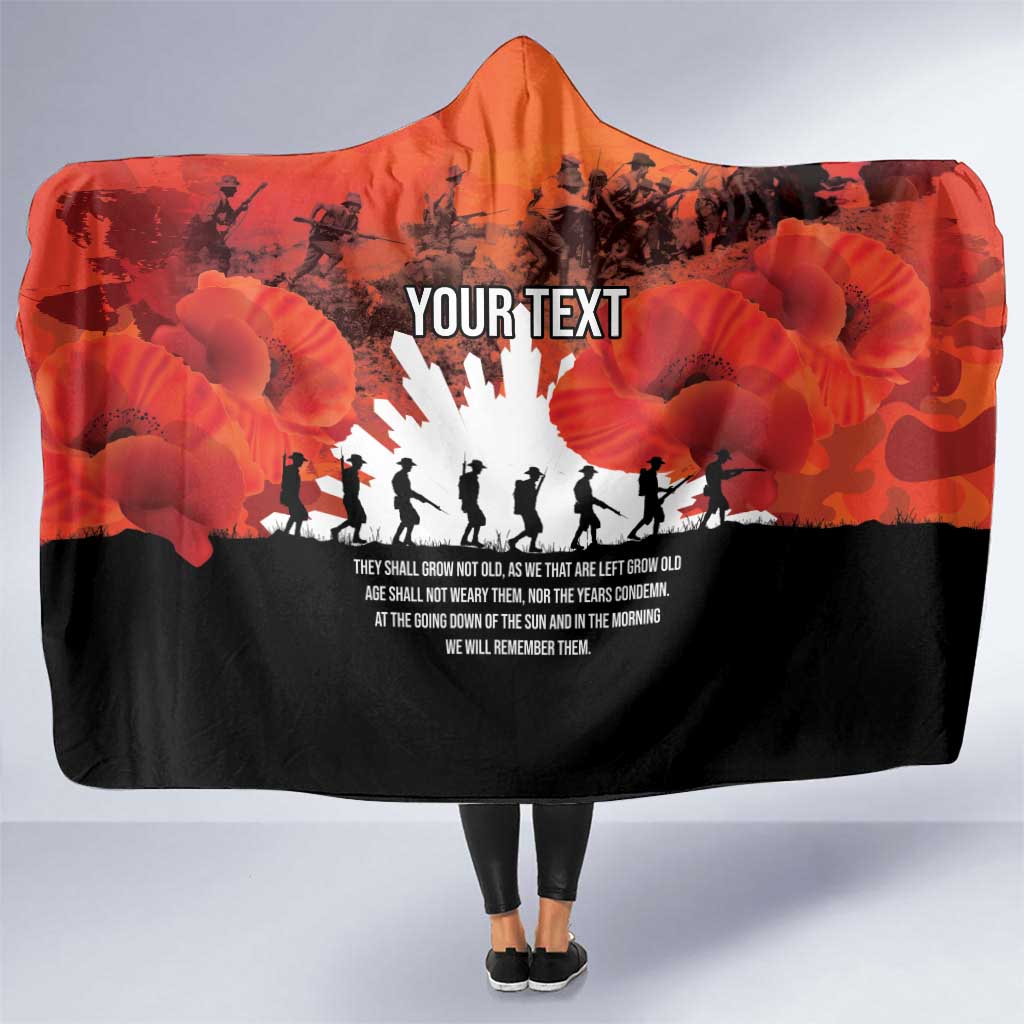 Anzac Day Gallipoli Personalised Hooded Blanket Red Poppy Flowers