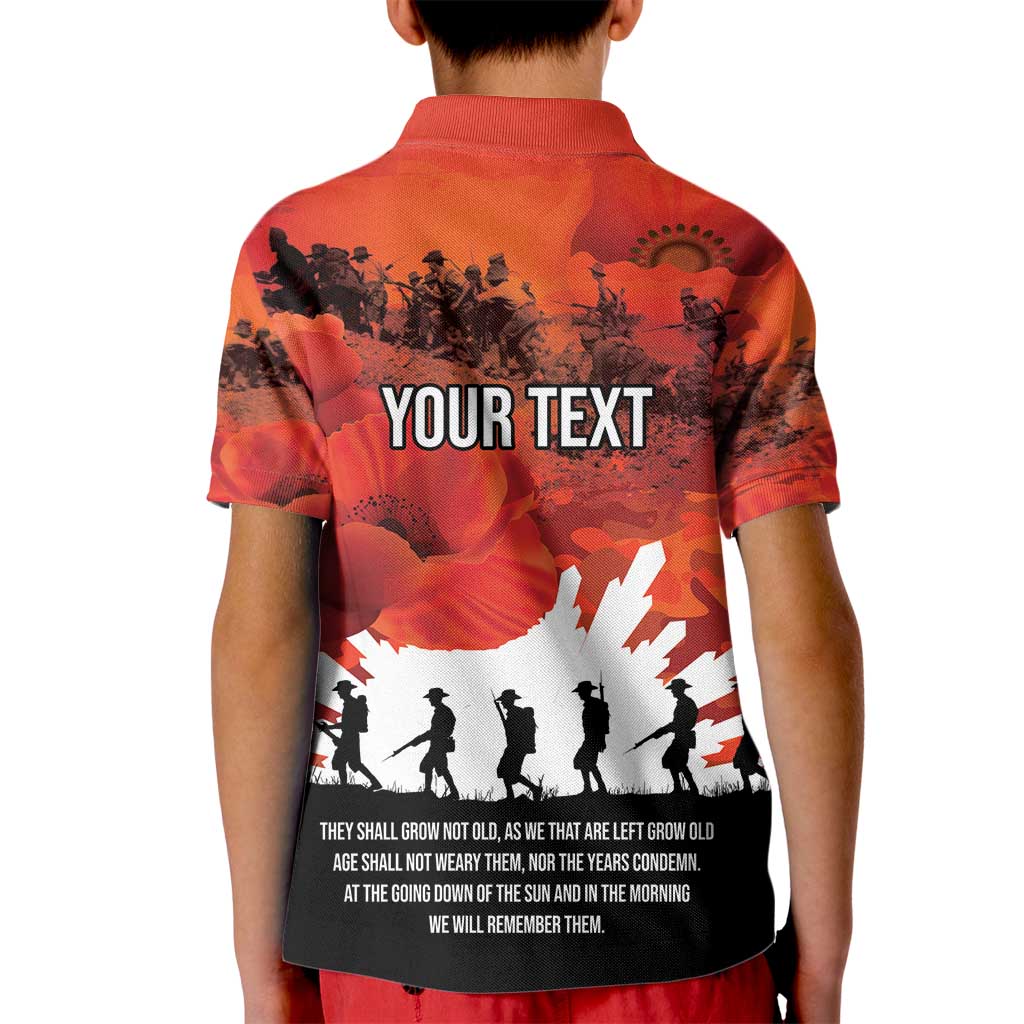 Anzac Day Gallipoli Personalised Kid Polo Shirt Red Poppy Flowers