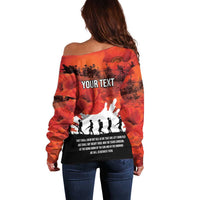 Anzac Day Gallipoli Personalised Off Shoulder Sweater Red Poppy Flowers
