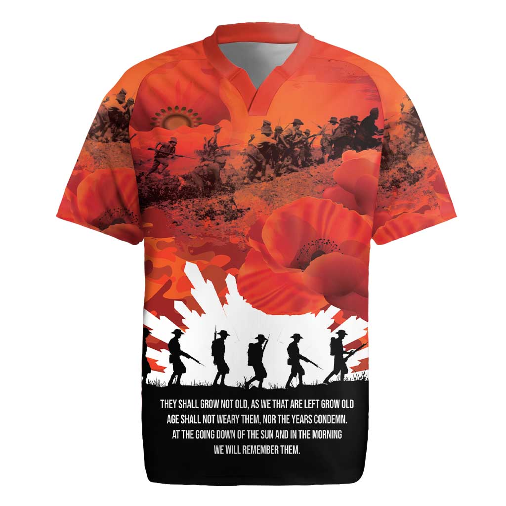 Anzac Day Gallipoli Personalised Rugby Jersey Red Poppy Flowers