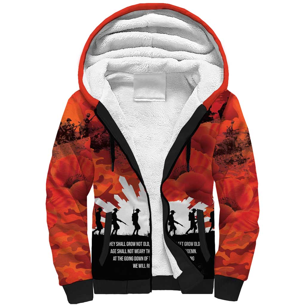 Anzac Day Gallipoli Personalised Sherpa Hoodie Red Poppy Flowers