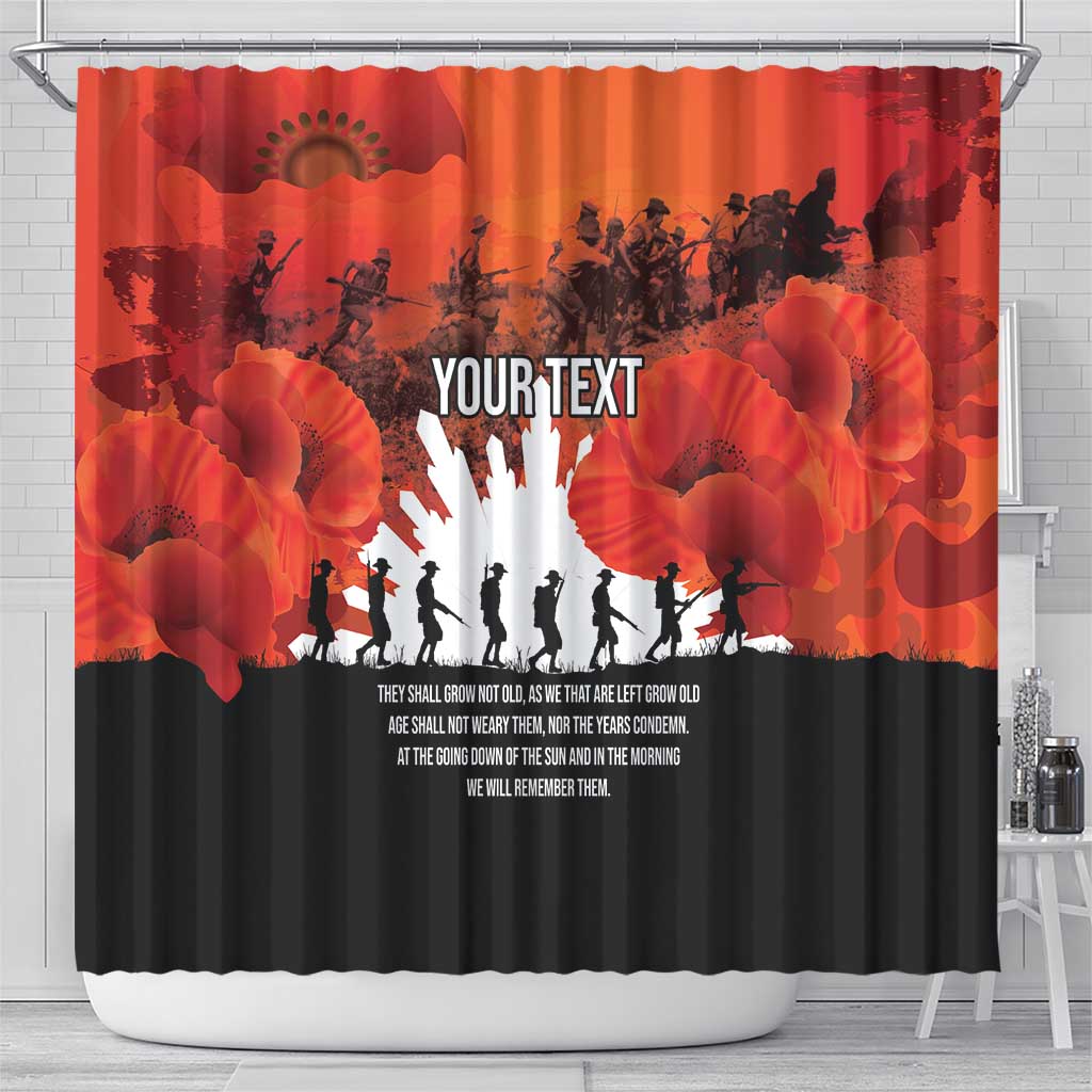 Anzac Day Gallipoli Personalised Shower Curtain Red Poppy Flowers