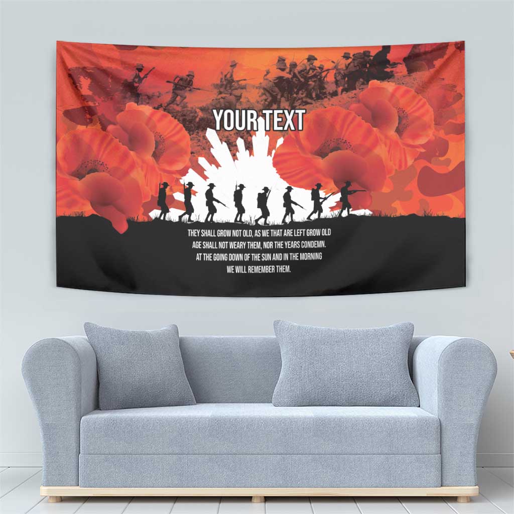 Anzac Day Gallipoli Personalised Tapestry Red Poppy Flowers