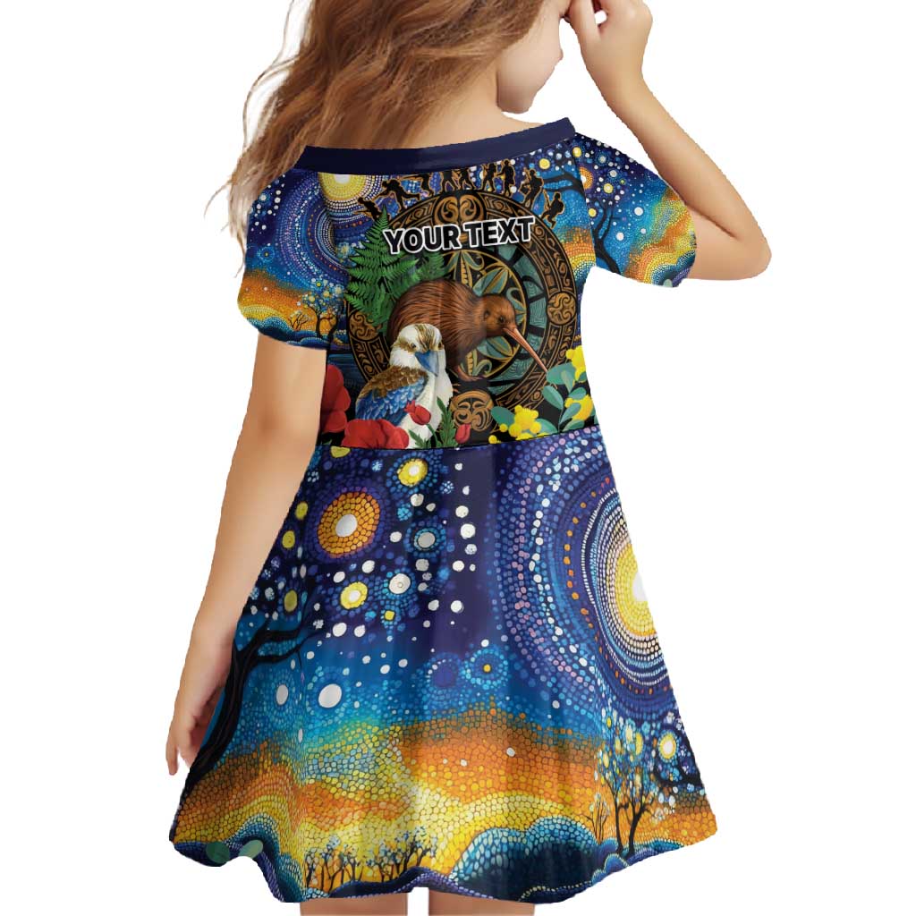 Kiwi-Kookaburra Bird ANZAC Personalised Family Matching Off Shoulder Maxi Dress and Hawaiian Shirt Aussie Golden Wattle Poppy Flowers