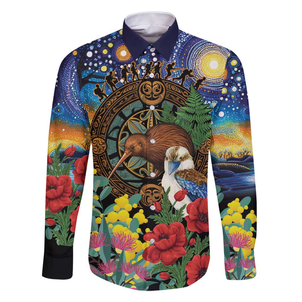 Kiwi-Kookaburra Bird ANZAC Personalised Family Matching Short Sleeve Bodycon Dress and Hawaiian Shirt Aussie Golden Wattle Poppy Flowers