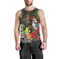 Kiwi-Kookaburra Bird ANZAC Personalised Men Tank Top Aussie Golden Wattle Poppy Flowers