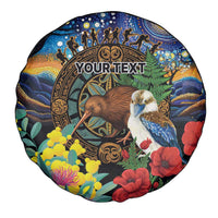 Kiwi-Kookaburra Bird ANZAC Personalised Spare Tire Cover Aussie Golden Wattle Poppy Flowers