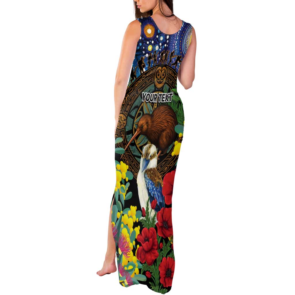 Kiwi-Kookaburra Bird ANZAC Personalised Tank Maxi Dress Aussie Golden Wattle Poppy Flowers