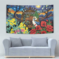 Kiwi-Kookaburra Bird ANZAC Personalised Tapestry Aussie Golden Wattle Poppy Flowers