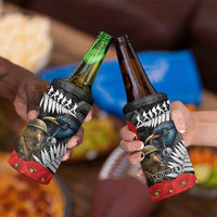 Kiwi-Tui Bird Soldier ANZAC Day Personalised 4 in 1 Can Cooler Tumbler Maori Silver Fern Motif