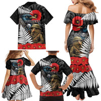 Kiwi-Tui Bird Soldier ANZAC Day Personalised Family Matching Mermaid Dress and Hawaiian Shirt Maori Silver Fern Motif LT9 - Polynesian Pride