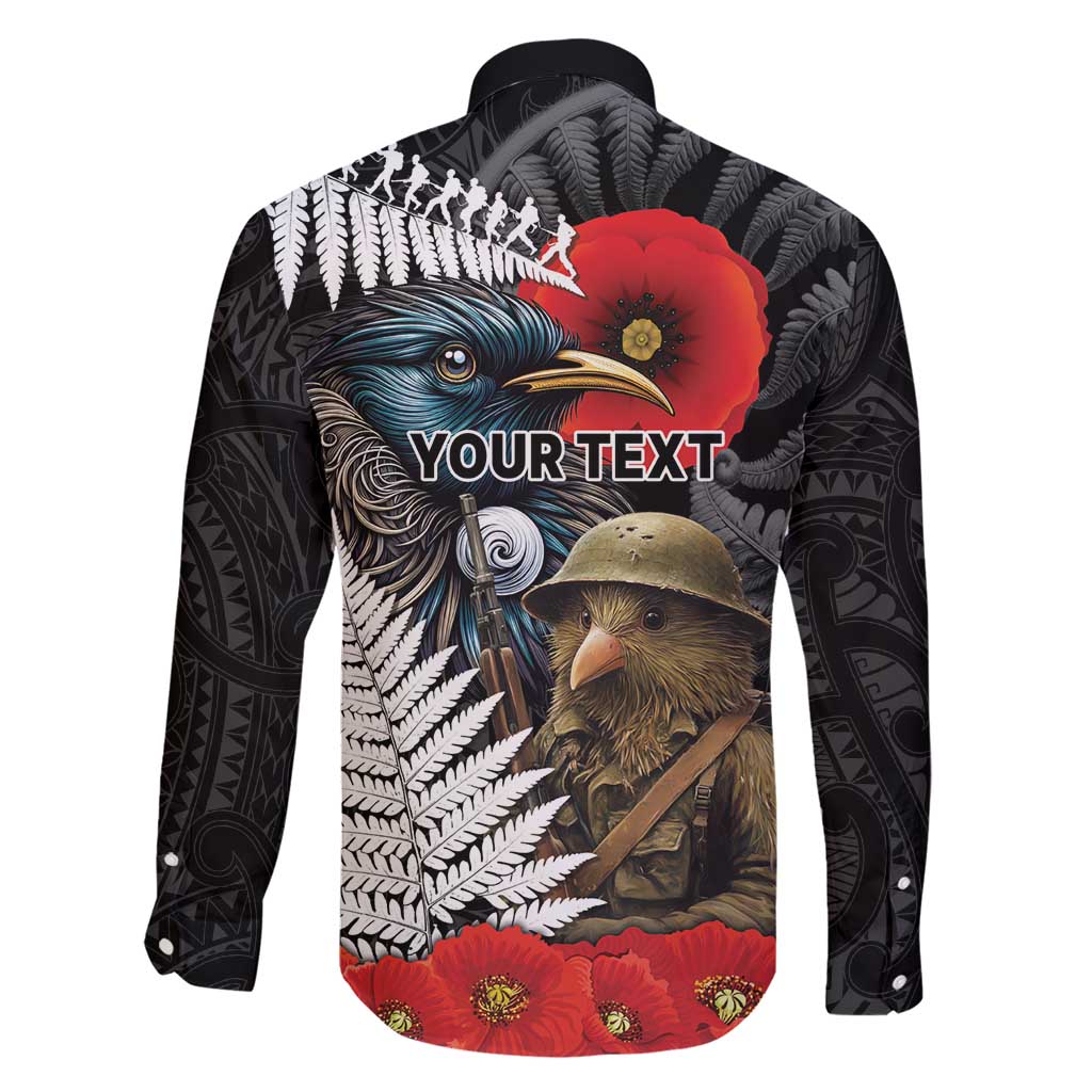 Kiwi-Tui Bird Soldier ANZAC Day Personalised Family Matching Short Sleeve Bodycon Dress and Hawaiian Shirt Maori Silver Fern Motif LT9 - Polynesian Pride