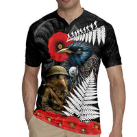 Kiwi-Tui Bird Soldier ANZAC Day Personalised Rugby Jersey Maori Silver Fern Motif