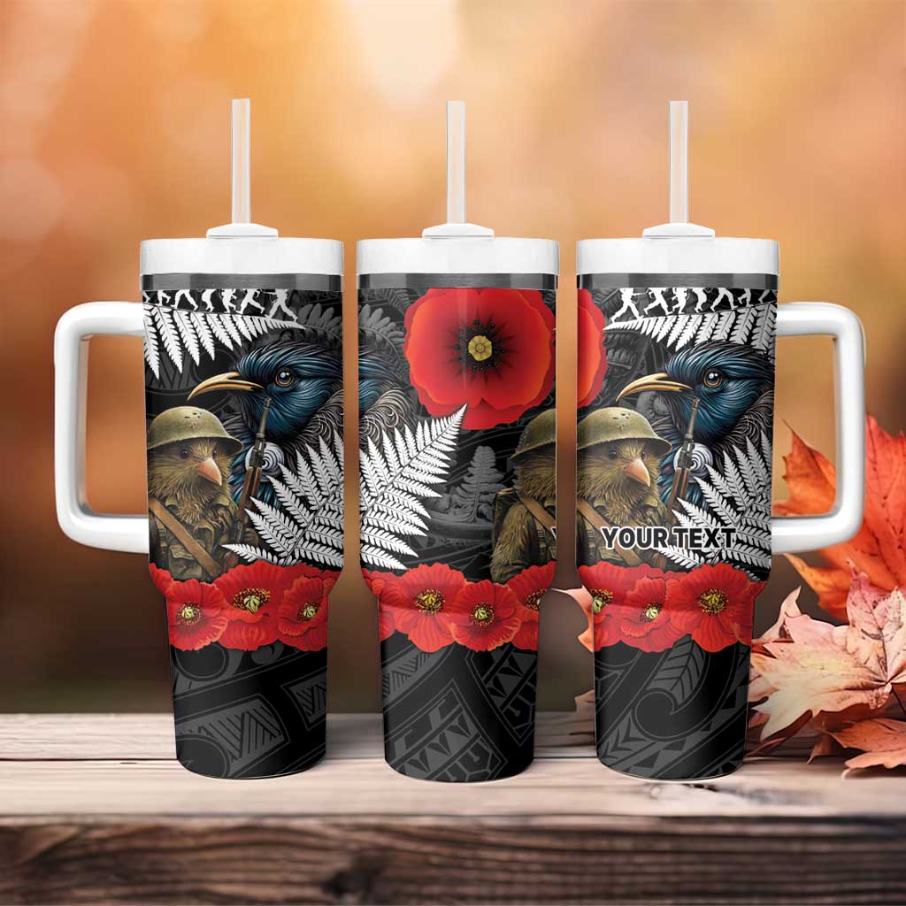 Kiwi-Tui Bird Soldier ANZAC Day Personalised Tumbler With Handle Maori Silver Fern Motif