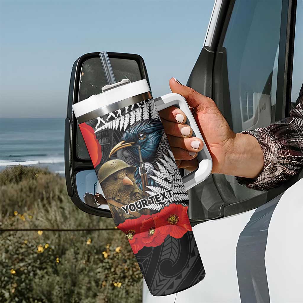 Kiwi-Tui Bird Soldier ANZAC Day Personalised Tumbler With Handle Maori Silver Fern Motif