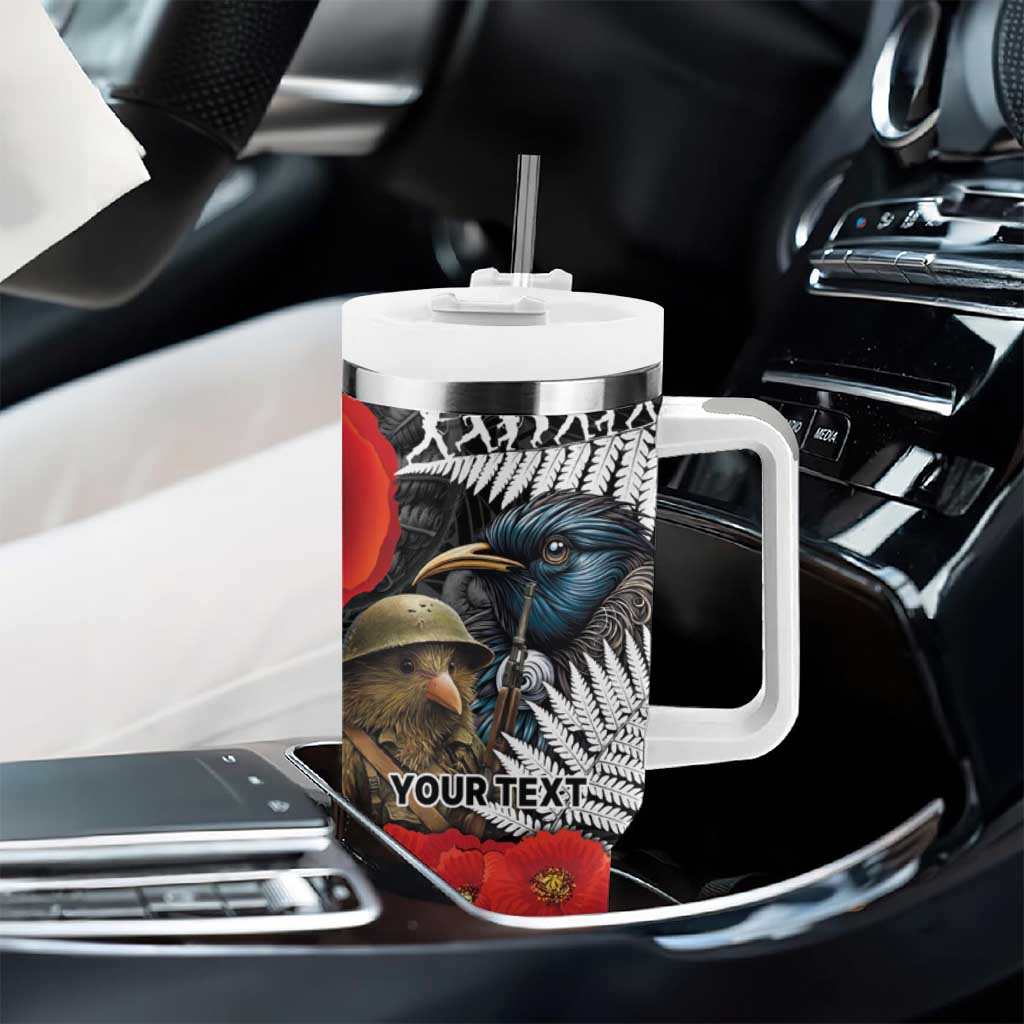 Kiwi-Tui Bird Soldier ANZAC Day Personalised Tumbler With Handle Maori Silver Fern Motif
