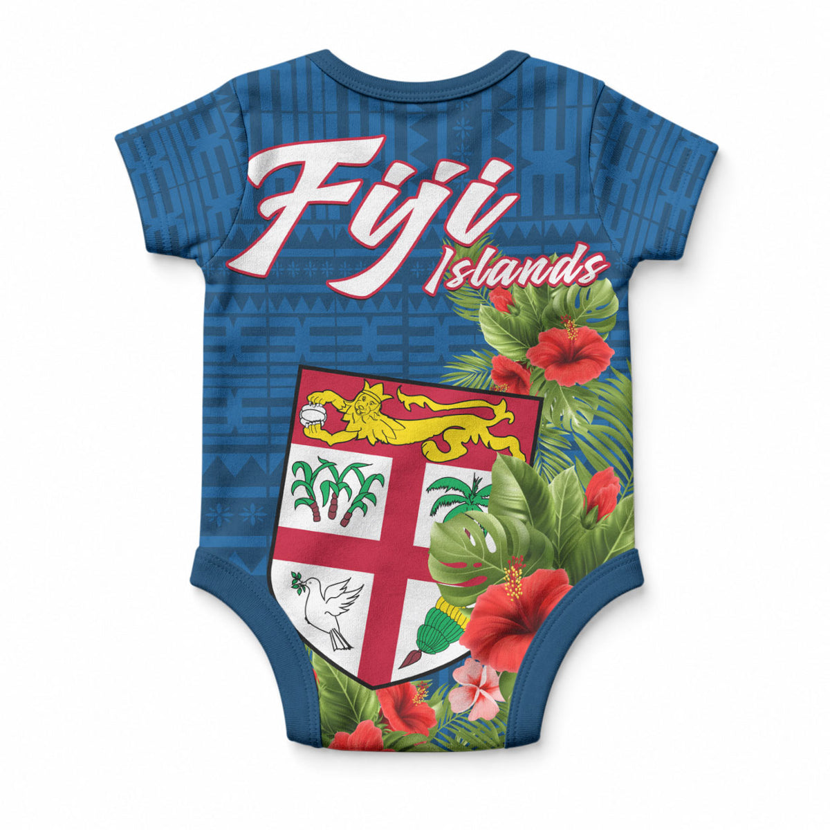 Polynesian Pride Fiji Baby Onesie Tropical Flowers and Tapa Pattern LT9 - Polynesian Pride