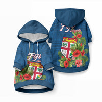 Polynesian Pride Fiji Pet Hoodie Tropical Flowers and Tapa Pattern LT9 Pullover Blue - Polynesian Pride