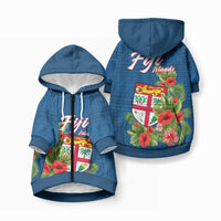 Polynesian Pride Fiji Pet Hoodie Tropical Flowers and Tapa Pattern LT9 Zip-up Blue - Polynesian Pride