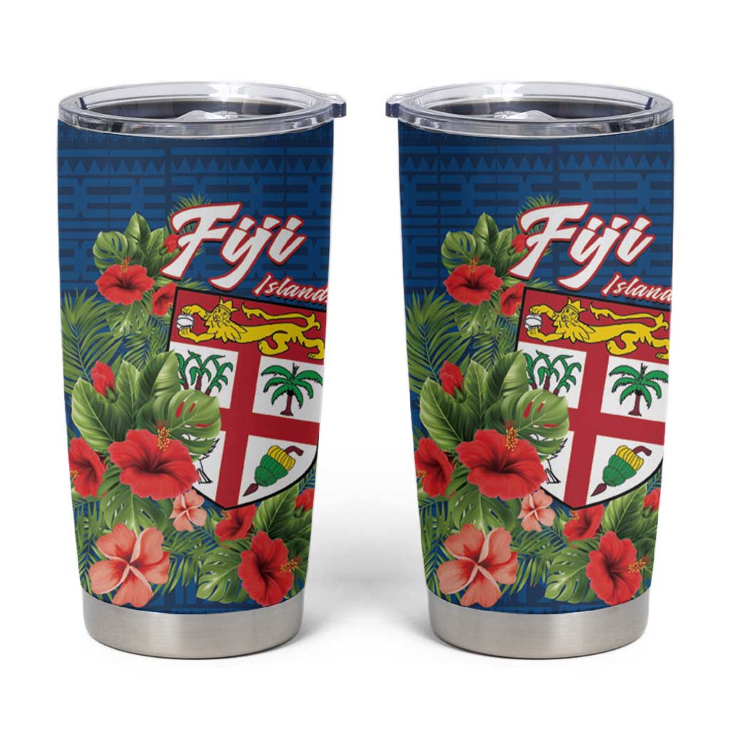 Fiji Island Tropical Flowers and Tapa Pattern Tumbler Cup