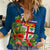 Polynesian Pride Fiji Women Casual Shirt Tropical Flowers and Tapa Pattern LT9 Female Blue - Polynesian Pride