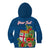 Personalised Fiji Kid Hoodie Tropical Flowers and Tapa Pattern LT9 Zip Hoodie Blue - Polynesian Pride