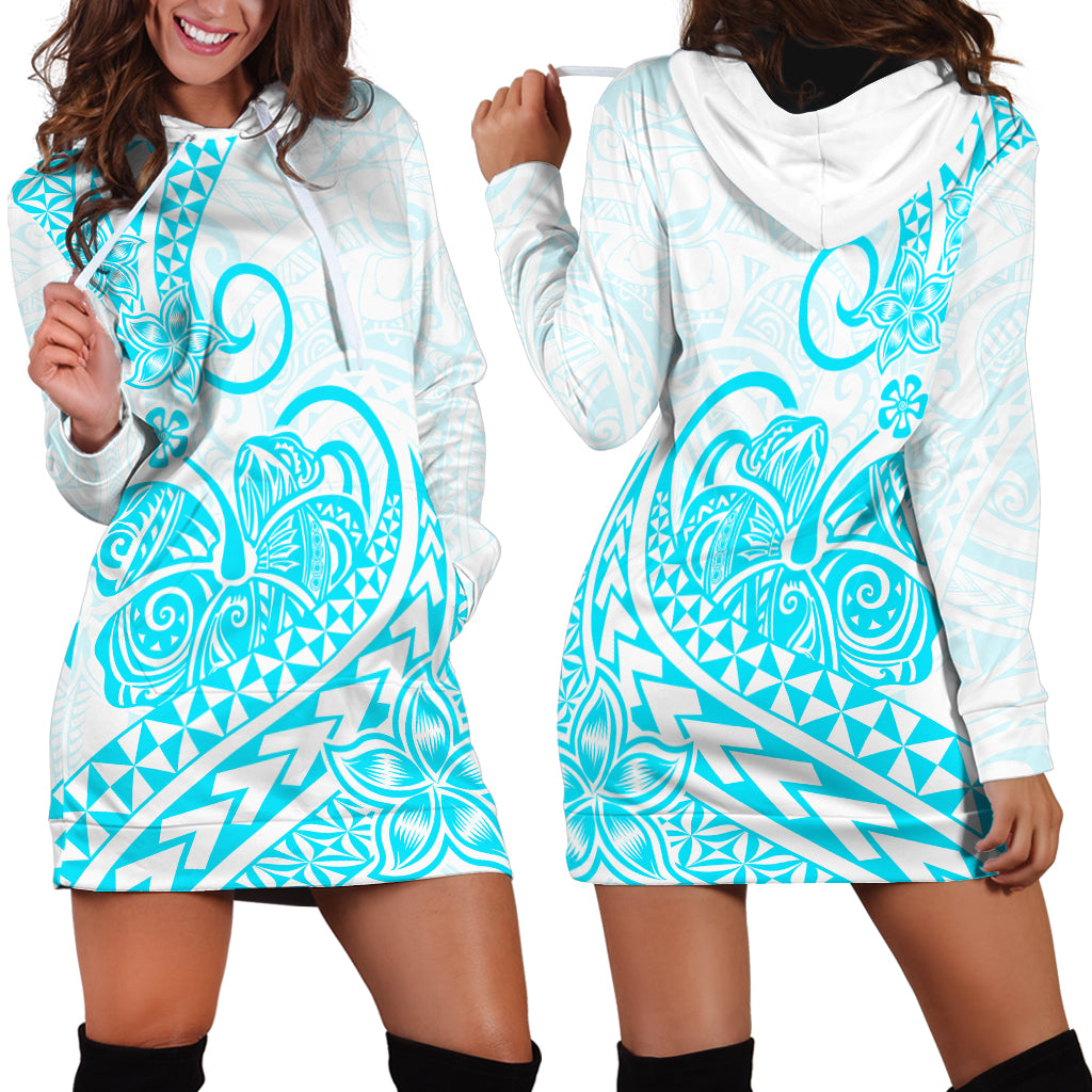 Polynesian Hoodie Dress Tribal Tattoo Aqua Screen Color LT9 Aqua - Polynesian Pride