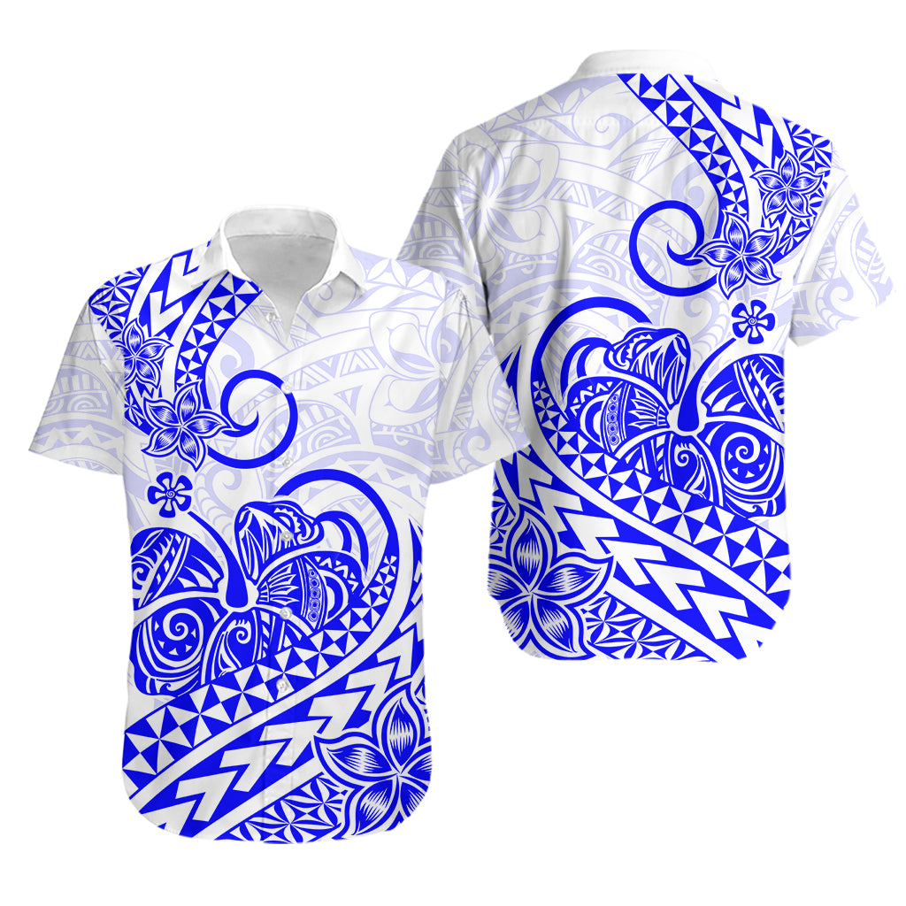 Polynesian Hawaiian Shirt Tribal Tattoo Blue Screen Color LT9 Blue - Polynesian Pride