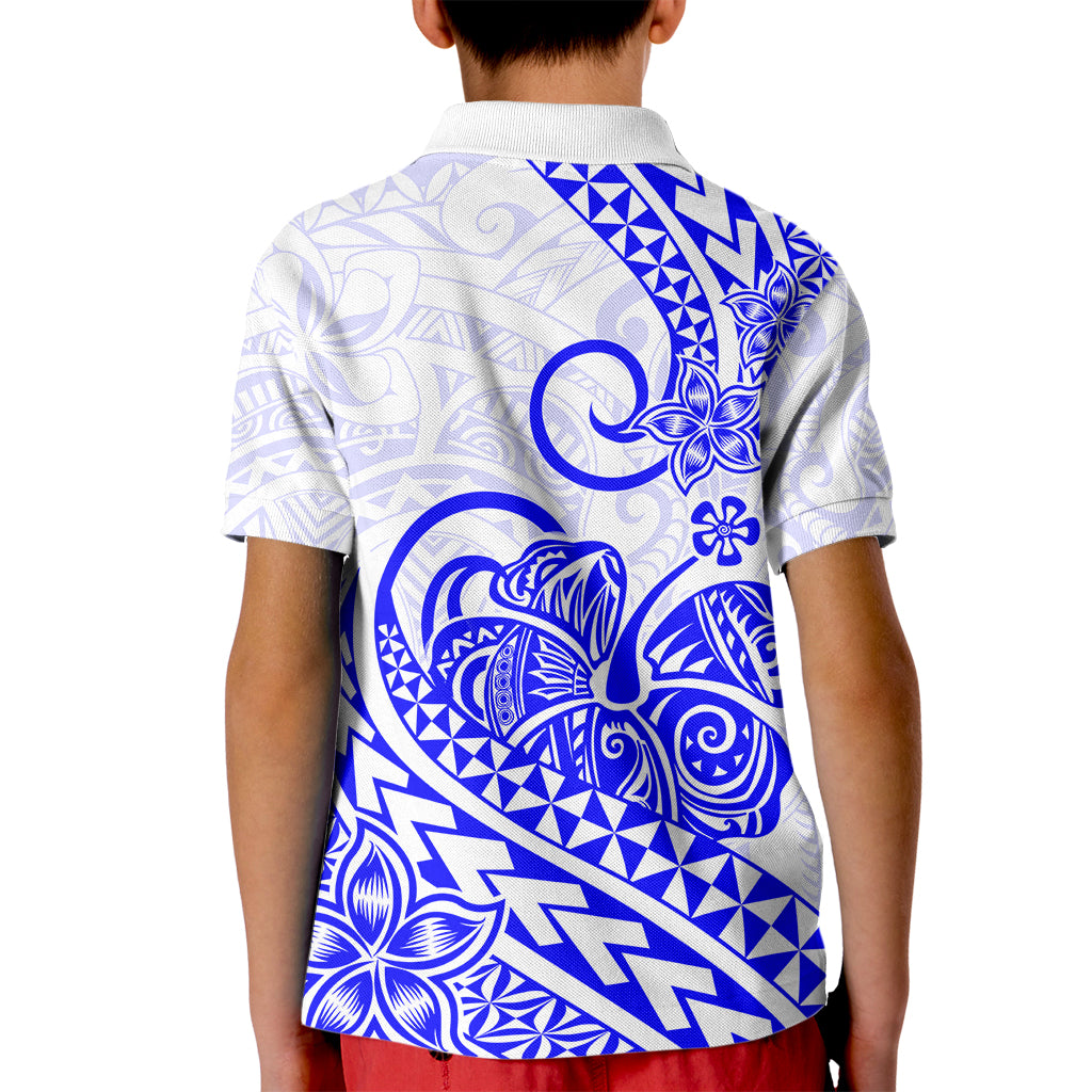 Polynesian Kid Polo Shirt Tribal Tattoo Blue Screen Color LT9 - Polynesian Pride