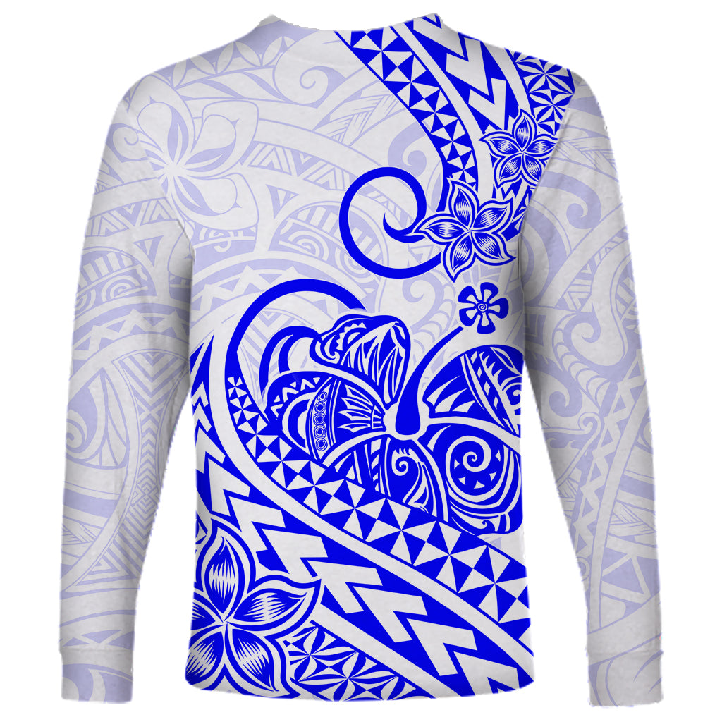Polynesian Long Sleeve Shirt Tribal Tattoo Blue Screen Color LT9 - Polynesian Pride