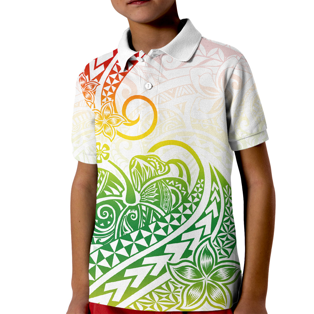 Polynesian Kid Polo Shirt Tribal Tattoo Gradient 02 Screen Color LT9 Kid Gradient - Polynesian Pride