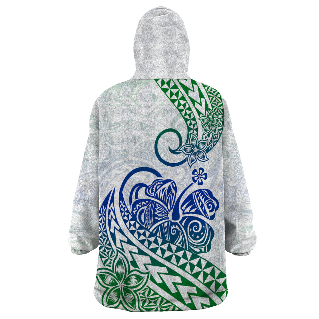 Polynesian Wearable Blanket Hoodie Tribal Tattoo Gradient 03 Screen Color LT9 - Polynesian Pride