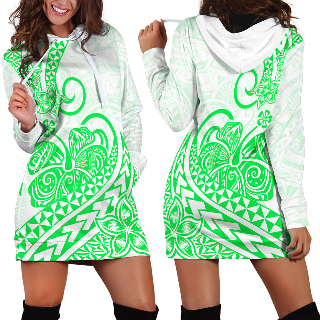 Polynesian Hoodie Dress Tribal Tattoo Green Screen Color LT9 Green - Polynesian Pride