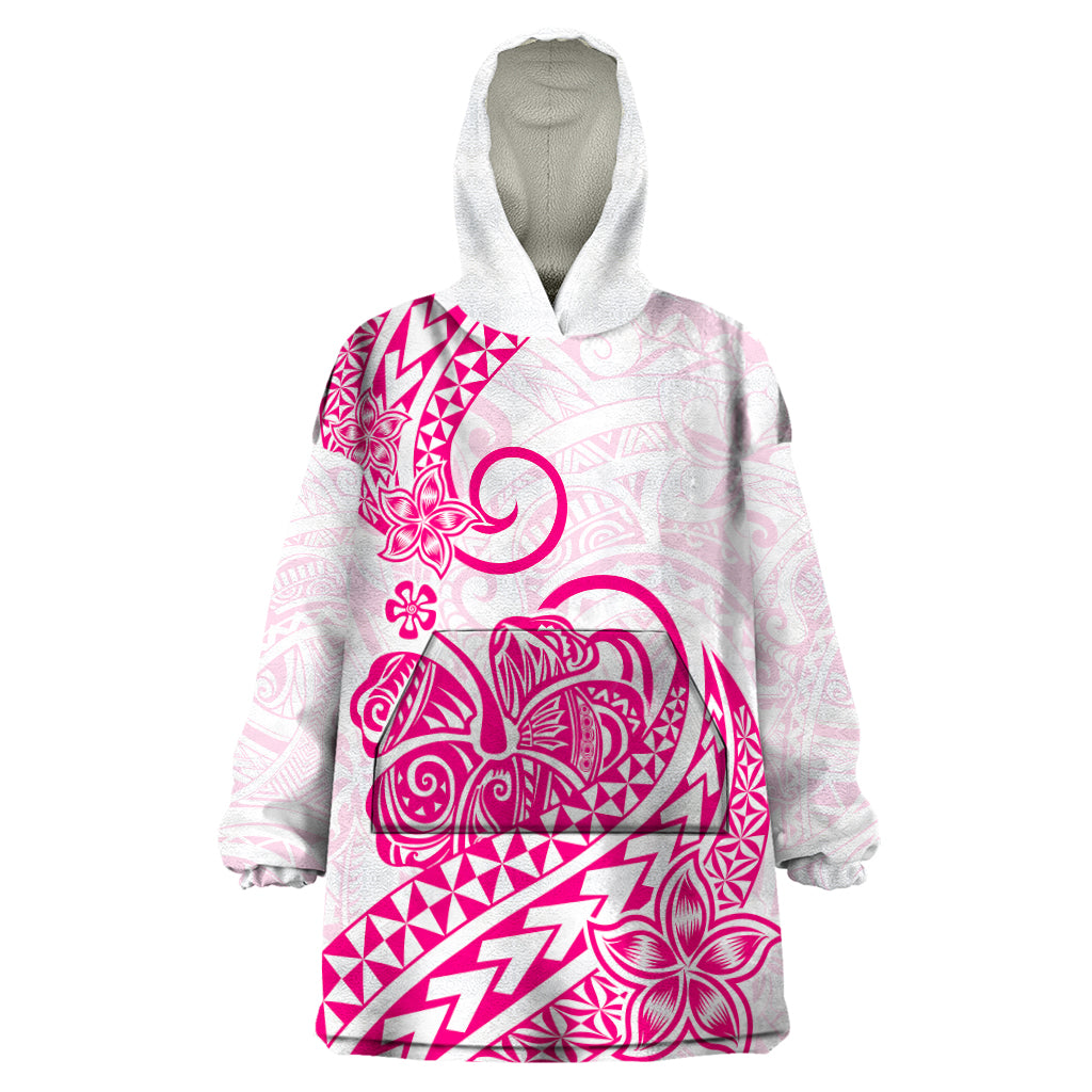 Polynesian Wearable Blanket Hoodie Tribal Tattoo Pink Screen Color LT9 One Size Pink - Polynesian Pride