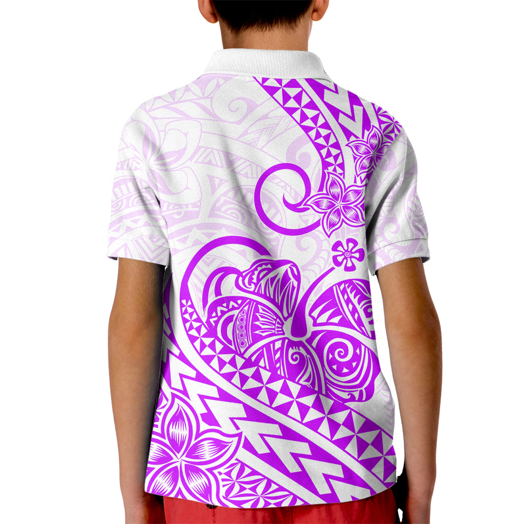 Polynesian Kid Polo Shirt Tribal Tattoo Purple Screen Color LT9 - Polynesian Pride