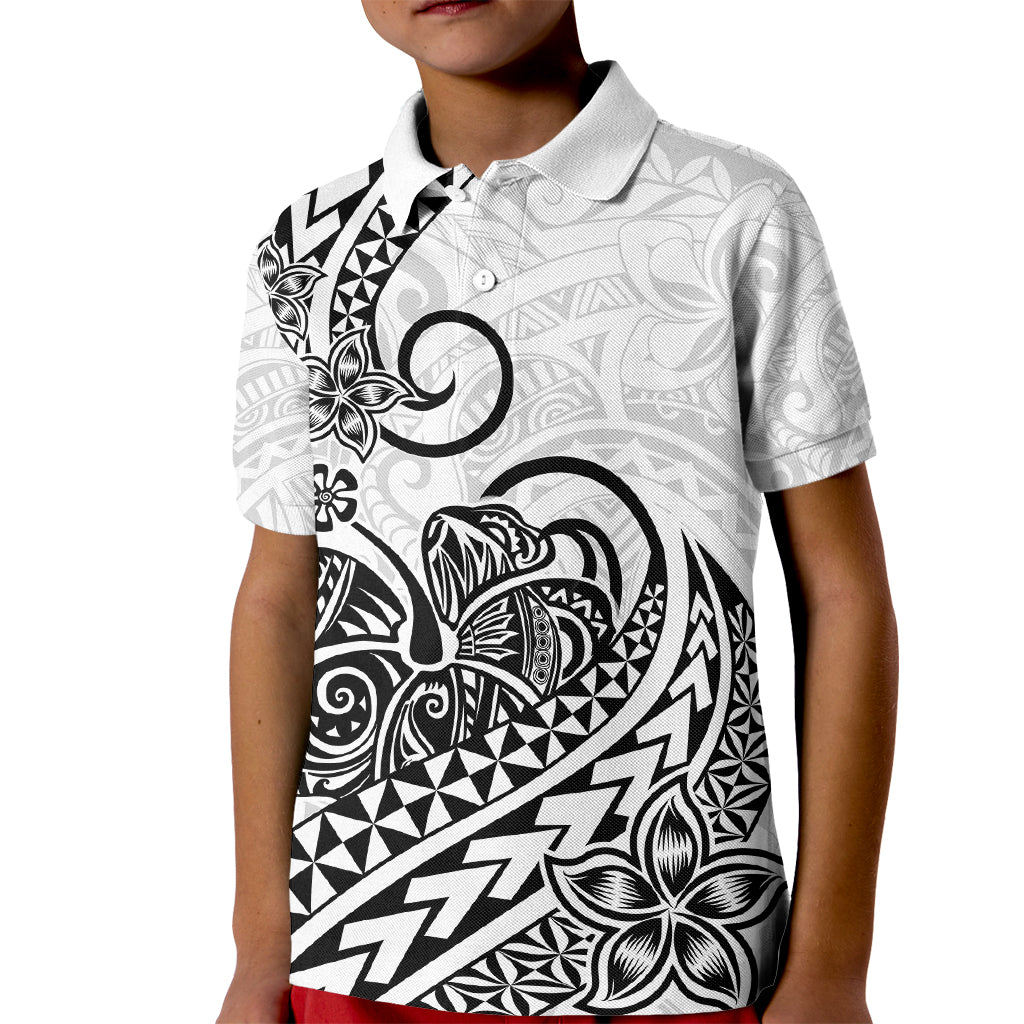 Polynesian Kid Polo Shirt Tribal Tattoo Black Screen Color LT9 Kid Black - Polynesian Pride