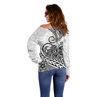Polynesian Off Shoulder Sweater Tribal Tattoo Black Screen Color LT9 - Polynesian Pride