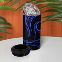 Polynesian Guam Coat of Arms 4 in 1 Can Cooler Tumbler Polynesian Tribal Tattoo Blue Version
