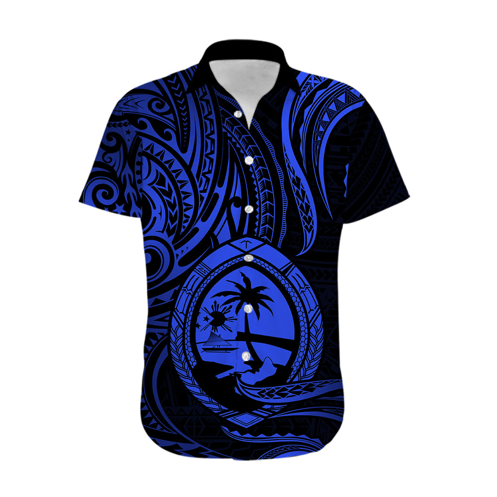 Polynesian Pride Guam Hawaiian Shirt With Polynesian Tribal Tattoo and Coat of Arms Blue Version LT9 - Polynesian Pride