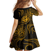 Polynesian Guam Coat of Arms Family Matching Puletasi and Hawaiian Shirt Polynesian Tribal Tattoo Gold Version LT9 - Polynesian Pride