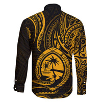 Polynesian Guam Coat of Arms Family Matching Puletasi and Hawaiian Shirt Polynesian Tribal Tattoo Gold Version LT9 - Polynesian Pride