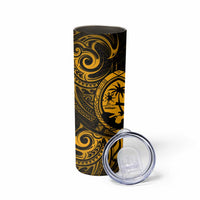Polynesian Guam Coat of Arms Skinny Tumbler Polynesian Tribal Tattoo Gold Version