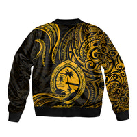 Polynesian Pride Guam Sleeve Zip Bomber Jacket With Polynesian Tribal Tattoo and Coat of Arms Gold Version LT9 - Polynesian Pride